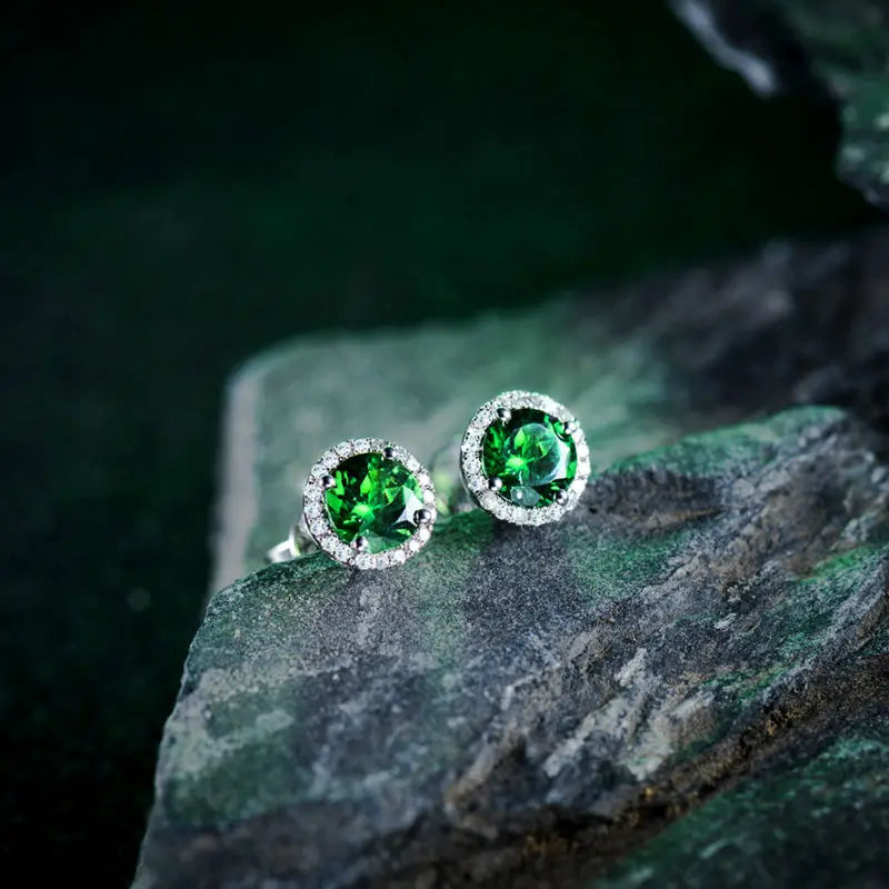 18K White Gold Tsavorite Gems Earrings for Girl