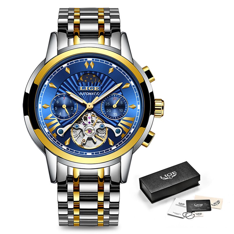 Stainless Steel Automatic Tourbillon Men's Watch