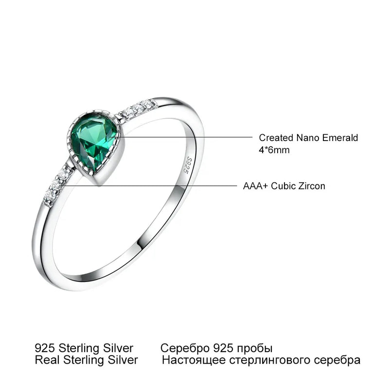 925 Sterling Silver Emerald Engagement Wedding Rings for Women