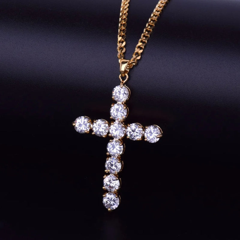 Gold Color Copper Cross Pendant Necklace for Men