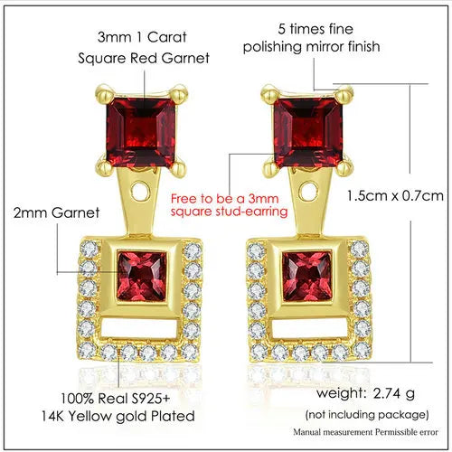 Sterling Silver 1ctw Red Garnet Drop Earrings for Women