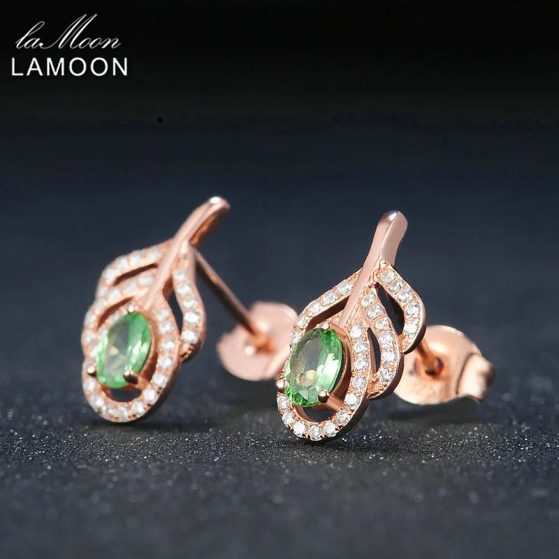 925 Sterling Silver Peridot Leaf Earrings for Women