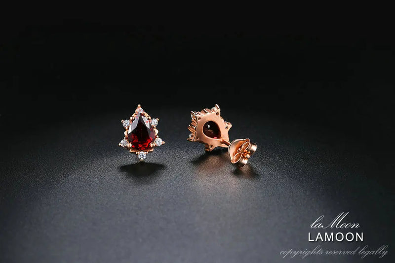 925 Sterling Silver Garnet Gemstone Earrings for Women