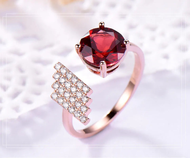 925 Sterling Silver Garnet Ring for Women