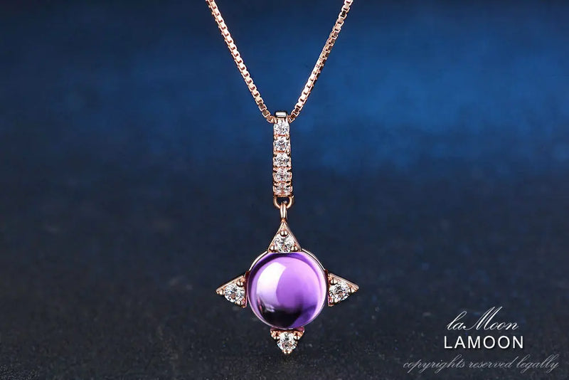 925 Sterling Silver Rose Gold Amethyst Jewelry Set for Women