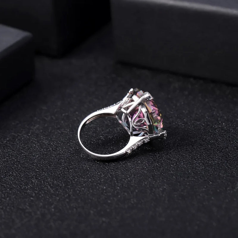 Sterling Silver Rainbow Mystic Quartz Cocktail Ring for Women