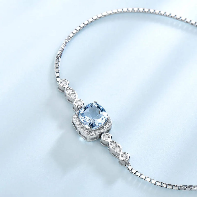 925 Sterling Silver Aquamarine Bracelets for Women