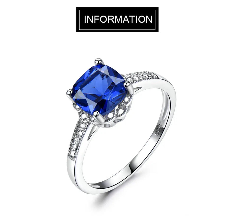 Sterling Silver Nano Sapphire Cushion Ring Women's