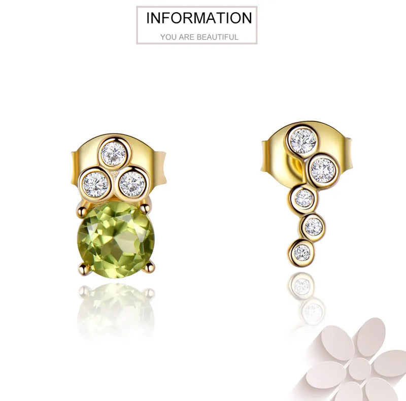 925 Sterling Silver Peridot Stud Earrings for Women