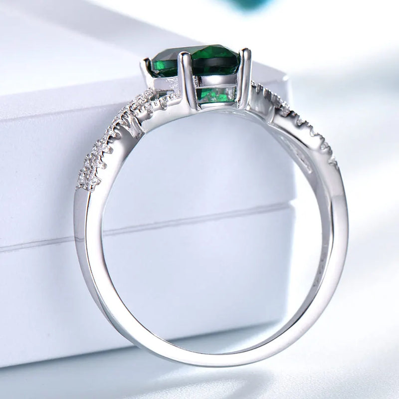 Sterling Silver Nano Emerald Oval Ring for Female