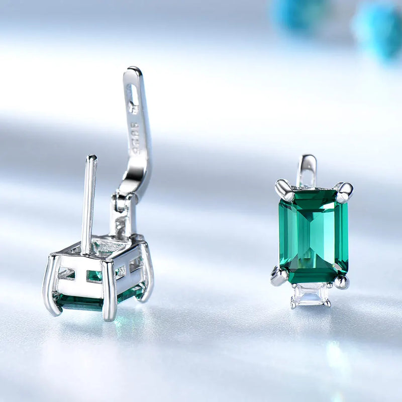 Sterling Silver 0.60 ctw Nano Emerald Clip Earrings for Her