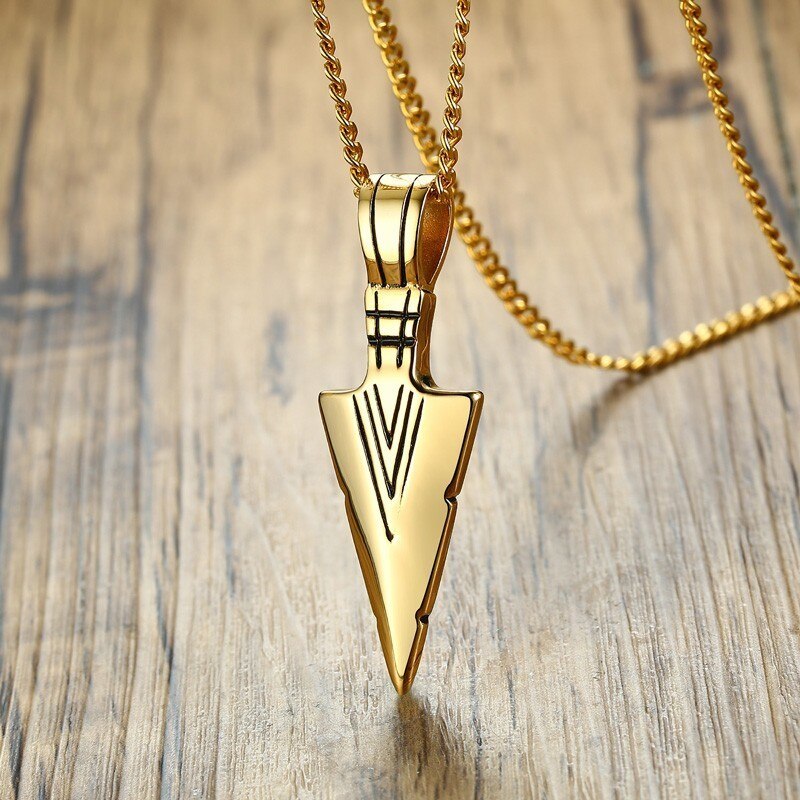 Stainless Steel Spearhead Pendant Necklace for Men.