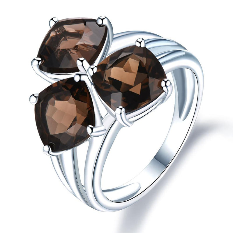 Sterling Silver 6.39ct Smoky Quartz Wedding Band for Women