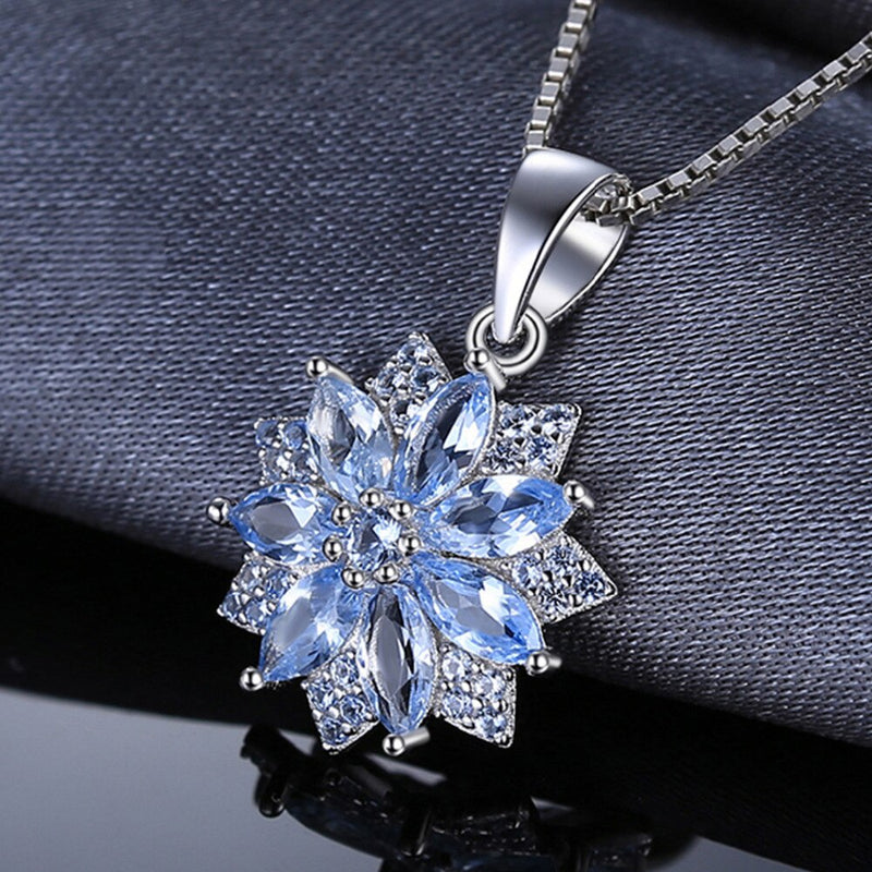 925 Sterling Silver Blue Spinel Pendant Necklace for Woman