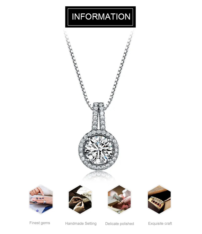 925 Sterling Silver Cubic Zircon Pendant Necklace for Female