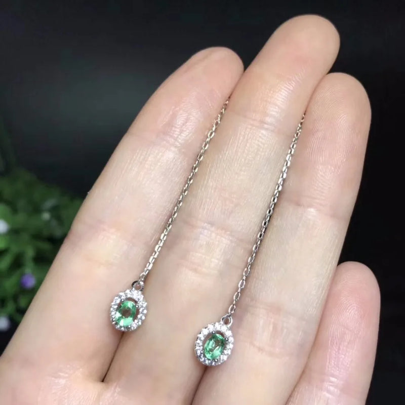 925 Silver Colombian Emerald Earrings for Her