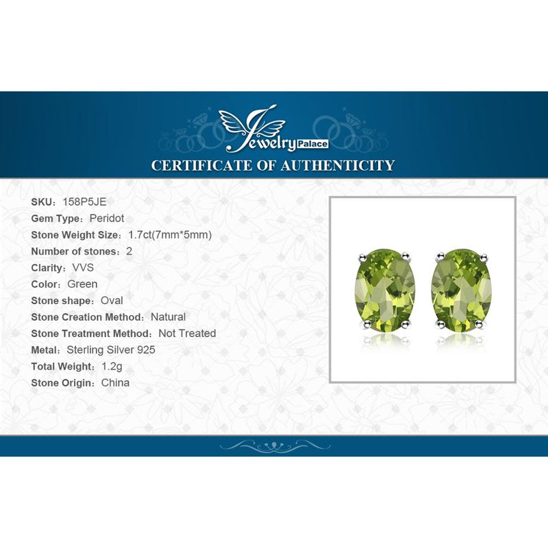 925 Sterling Silver Green Peridot Stud Earrings for Women