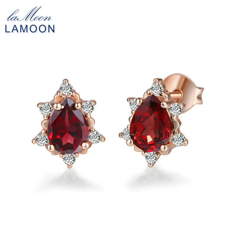 925 Sterling Silver Garnet Gemstone Earrings for Women