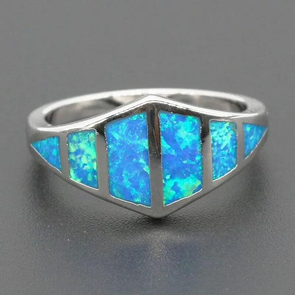 925 Sterling Silver Blue Opal Ring for Women and Men