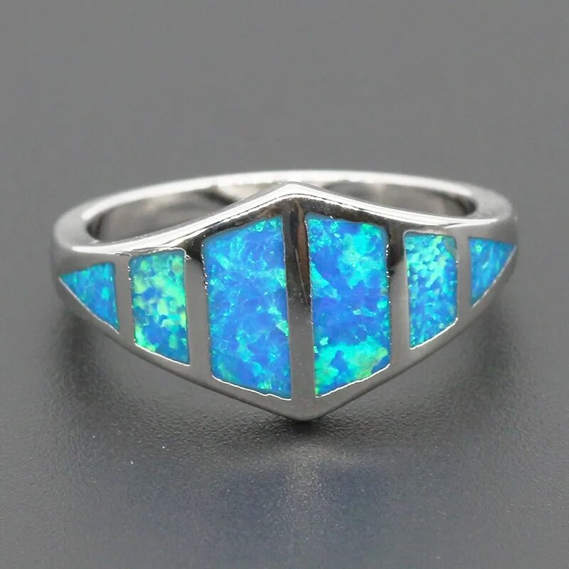 925 Sterling Silver Blue Opal Ring for Women and Men