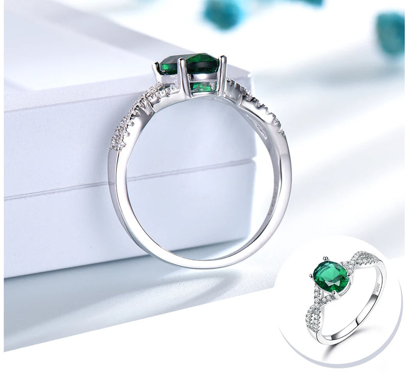 Sterling Silver Nano Emerald Oval Ring for Female