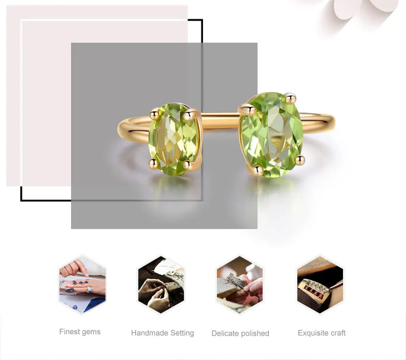 925 Sterling Silver 10.7ctw Peridot Ring for Women