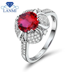 14K White Gold Ruby Wedding Ring for Women