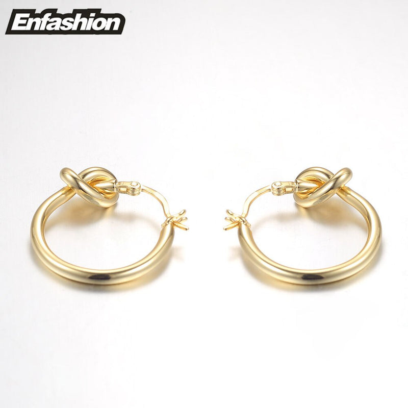 Enfashion Wholesale Classic Knot Hoop Earrings Gold color Earings Round Earrings For Women Jewelry oorbellen ohrringe
