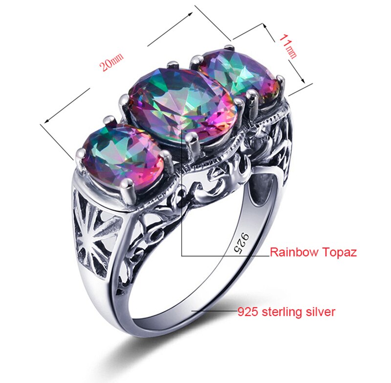 Sterling Silver Mystic Oval Topaz Cocktail Ring for Women