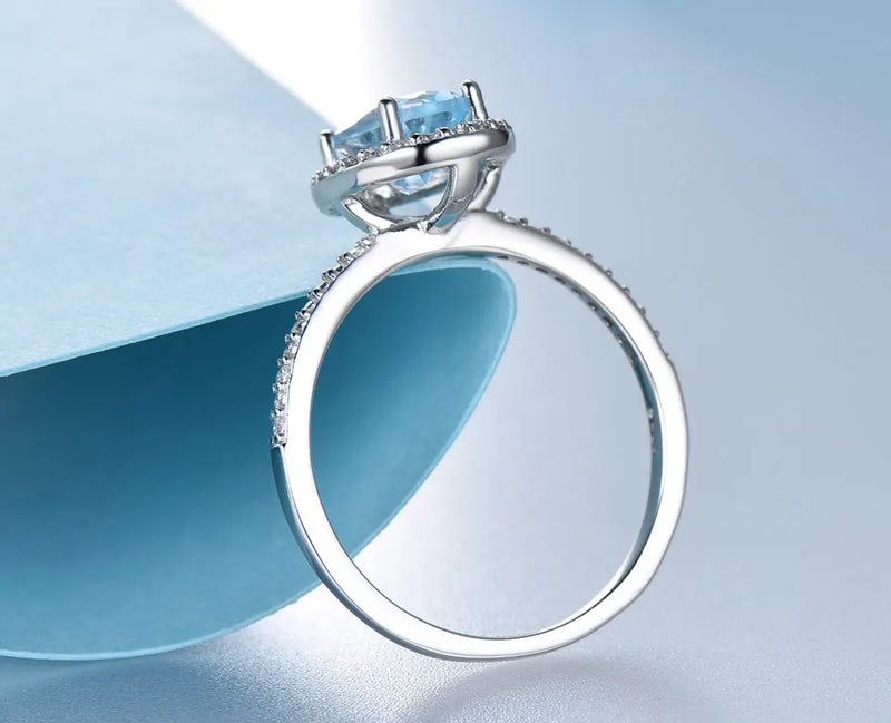 925 Sterling Silver Sky Blue Topaz Oval Ring for Women