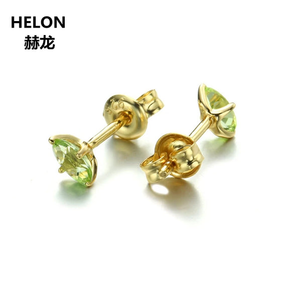 14k Yellow Gold Peridot Stud Earrings for Women