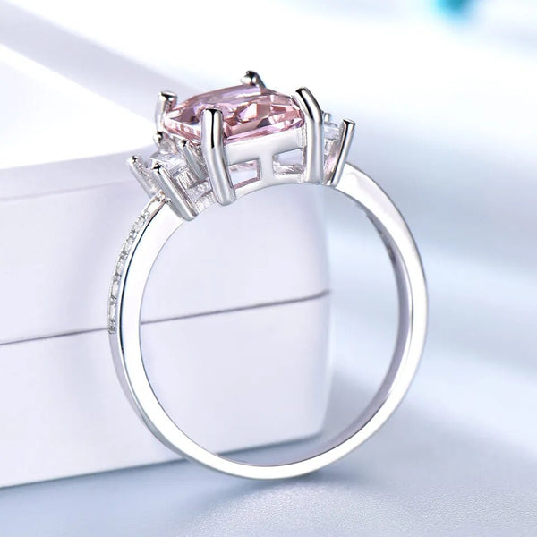 925 Sterling Silver Nano Morganite Ring for Women