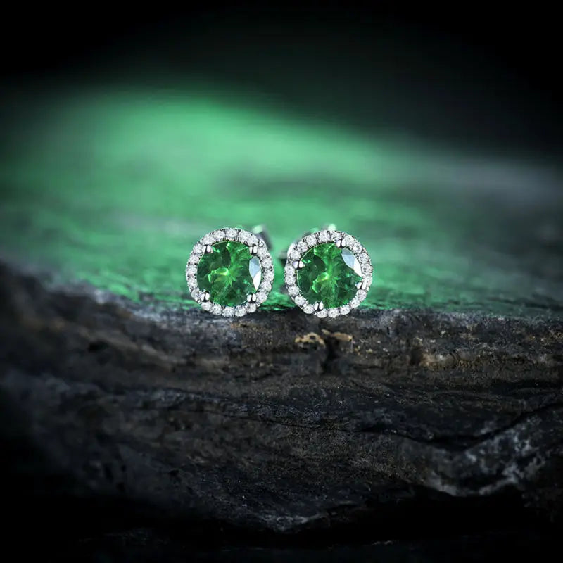 18K White Gold Tsavorite Gems Earrings for Girl