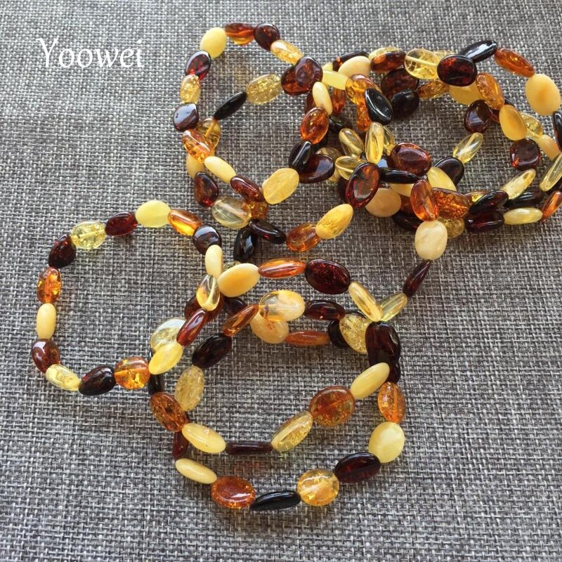 Sterling Silver Original Style Natural Amber Bead Bracelet for Women