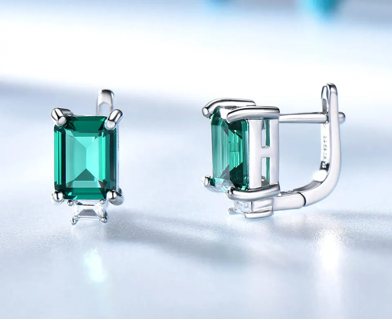 Sterling Silver 0.60 ctw Nano Emerald Clip Earrings for Her