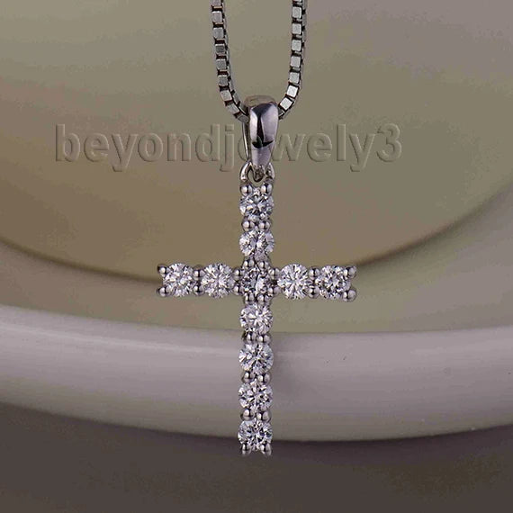 14K White Gold Natural Diamond Pendant for her