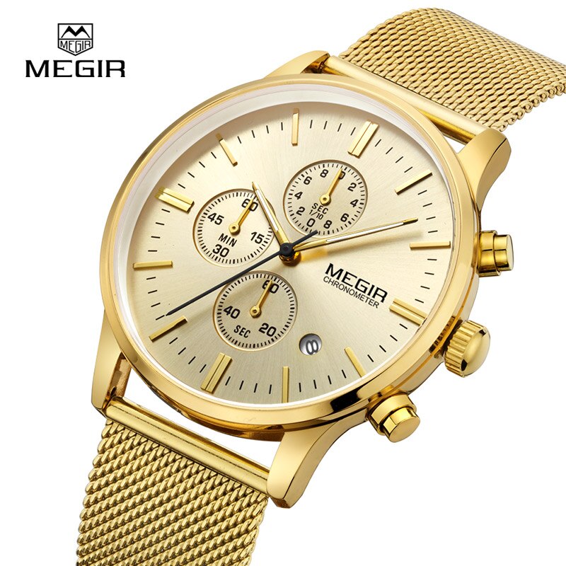 Stainless Steel Quartz Watch with Mesh Band for Men