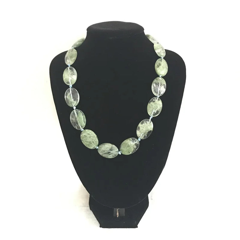 Silver 5*8MM Deep Green Emerald Faceted Choker Necklace for Women