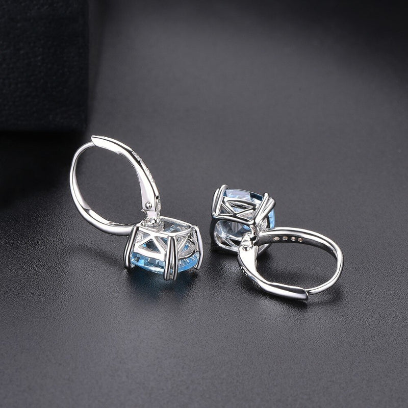 925 Sterling Silver Blue Topaz Drop Earrings 5.86ct for Women