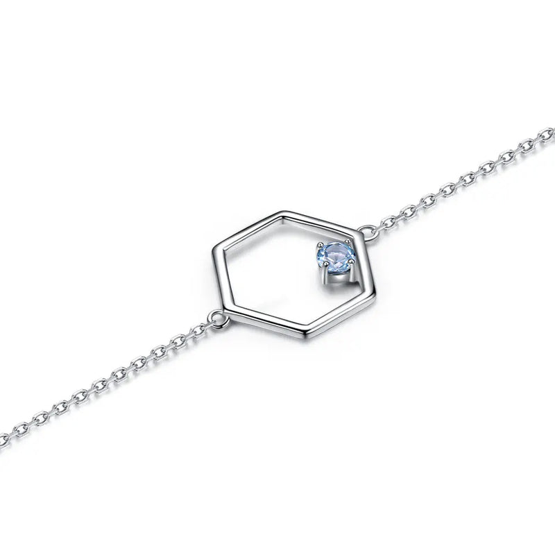 Sterling Silver Blue Topaz Bracelet for Women