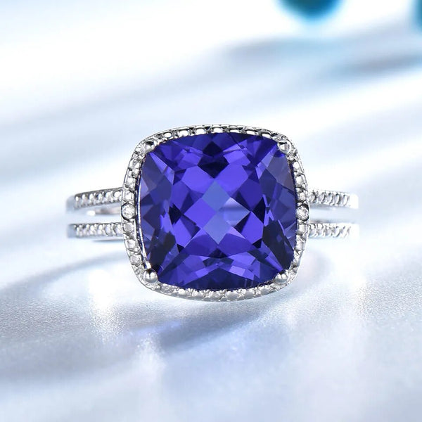 925 Sterling Silver Tanzanite Rings for Women