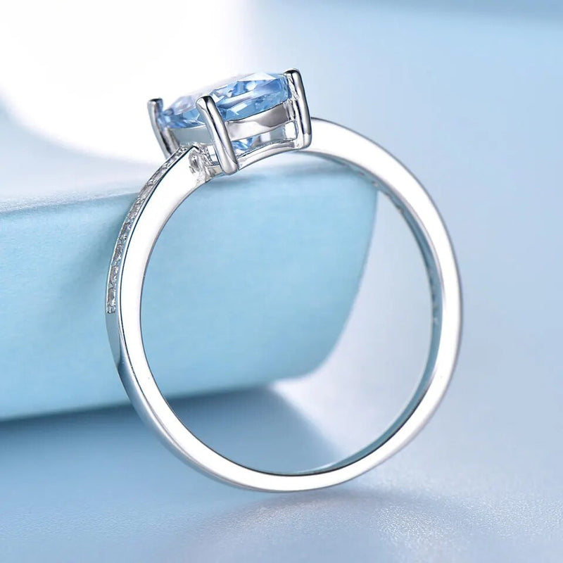 925 Sterling Silver Sky Blue Topaz Solitaire Ring for Women