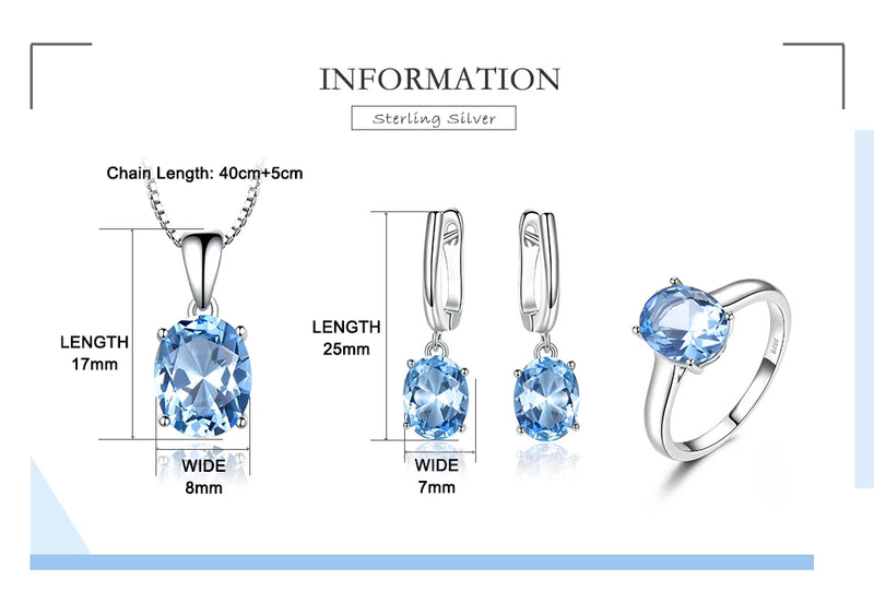 925 Sterling Silver Sky Blue Topaz Wedding Jewelry Set for Women