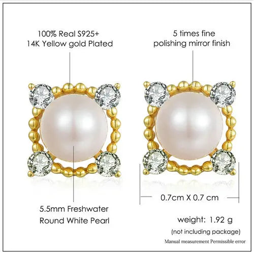 Sterling Silver Freshwater Pearl Stud Earrings 5.5mm