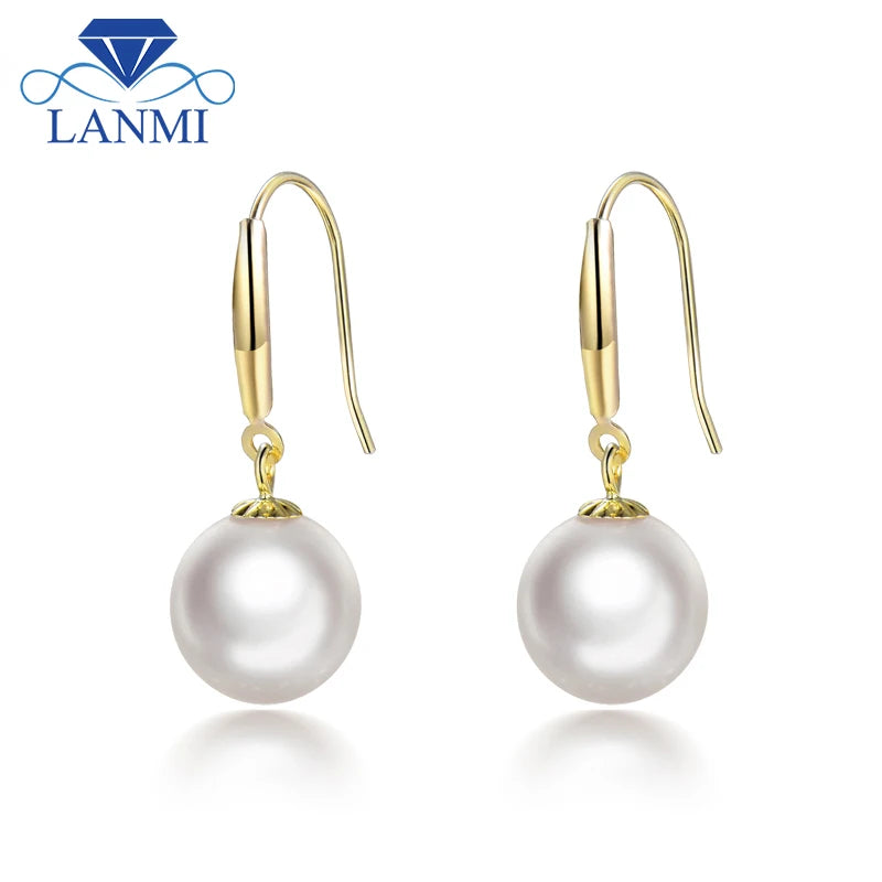 18K Yellow Gold Akoya Pearl Earrings for Women