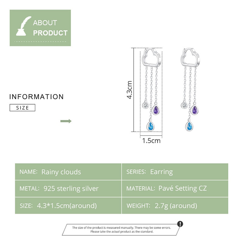 Sterling Silver Cloud and Rainy Zirconia Dangle Earrings for Women