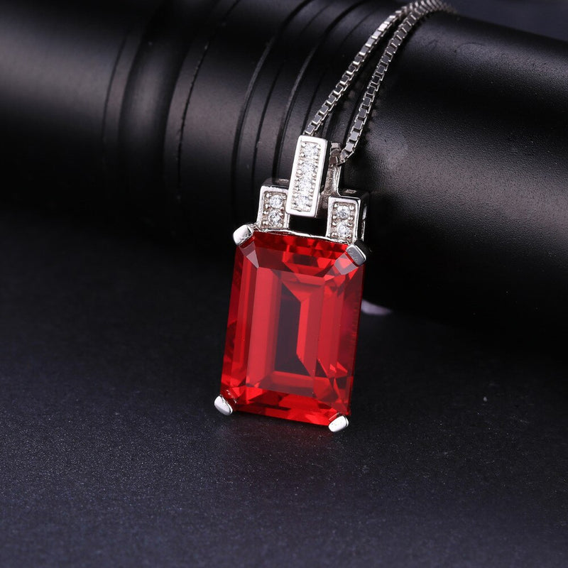 9ct Gold Created Red Ruby Pendant for Women