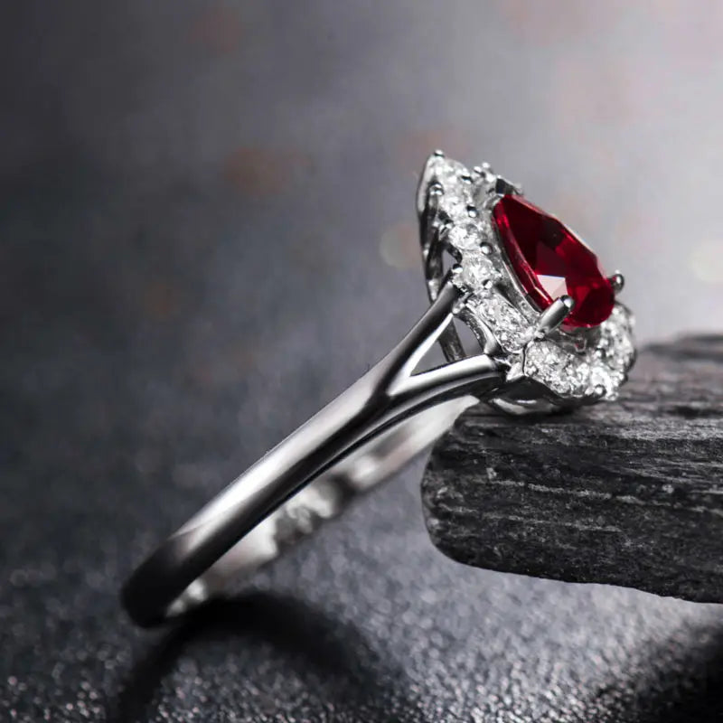 White Gold Ruby and Diamond Ring for Her