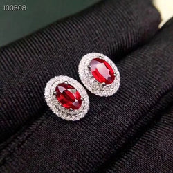 Sterling Silver 925 Natural Ruby Earrings for Women