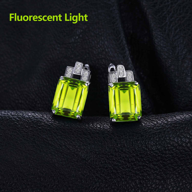 925 Sterling Silver Emerald Cut Simulated Color Change Diaspore Huggie Hoop Earrings for Women